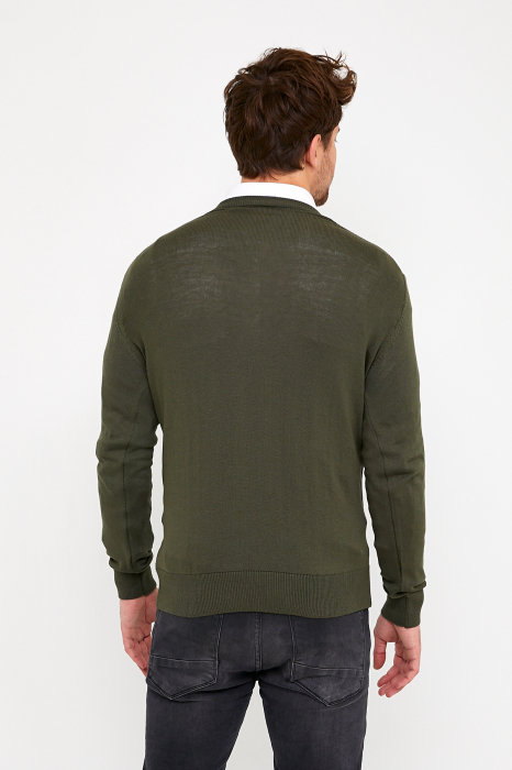 Pulover slim olive cu anchior [4]