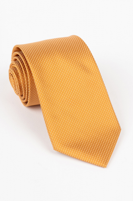 Cravata portocalie cu picouri crem