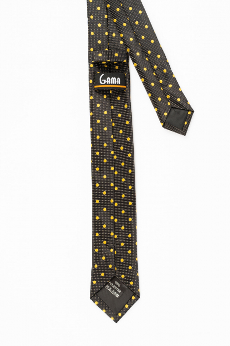 Cravata ingusta neagra cu buline galbene [3]