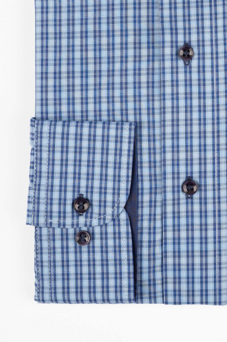 Camasa regular bleu cu carouri albastre 2XL-4XL [3]