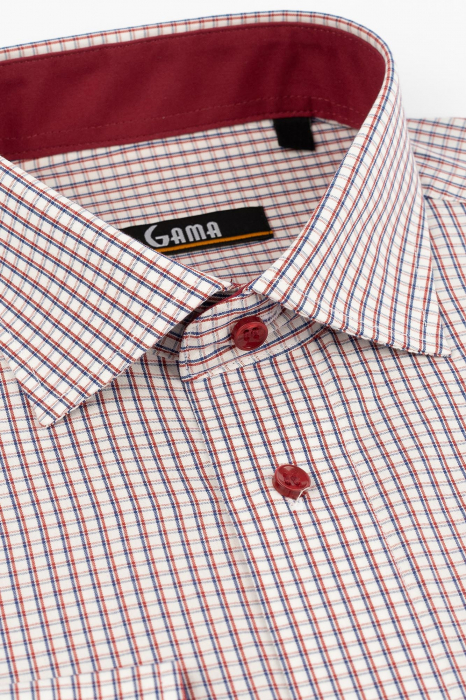 Camasa regular alba cu carouri bleumarin si rosii 2XL-4XL [2]