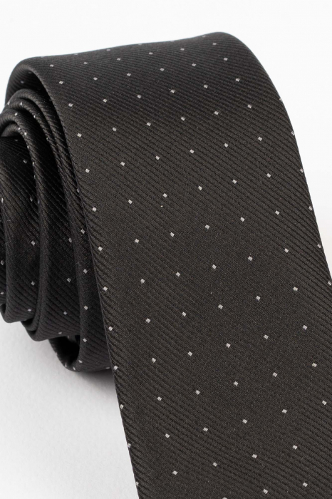 Cravata ingusta neagra cu picouri albe [2]