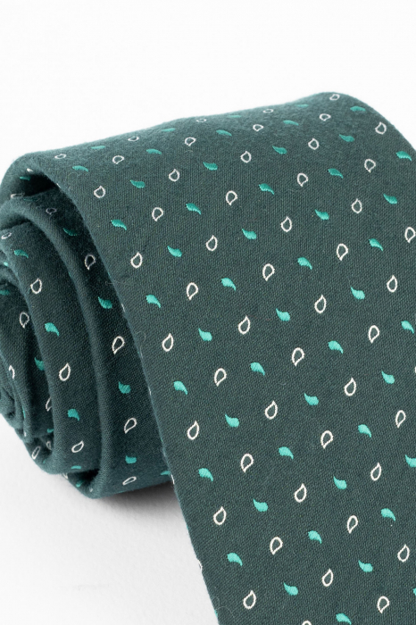 Cravata verde inchis cu imprimeu argintiu si verde [2]