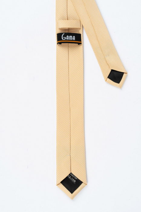 Cravata ingusta galben pal cu imprimeu geometric [3]