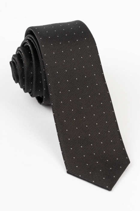 Cravata ingusta neagra cu picouri albe [1]