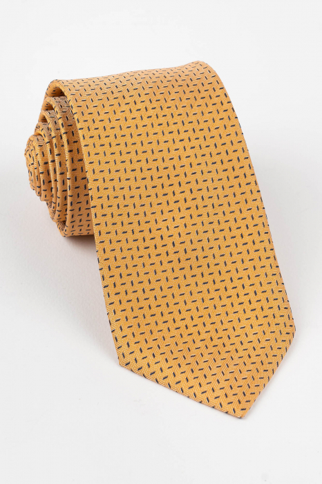 Cravata galbena cu model geometric bleumarin [1]