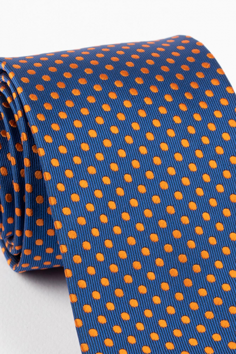 Cravata albastra cu buline portocalii [2]