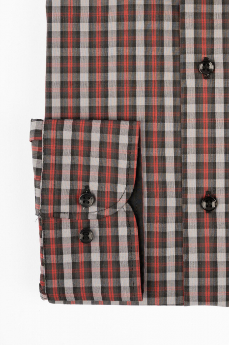 Camasa regular rosie cu carouri negre si gri 2XL-4XL [3]