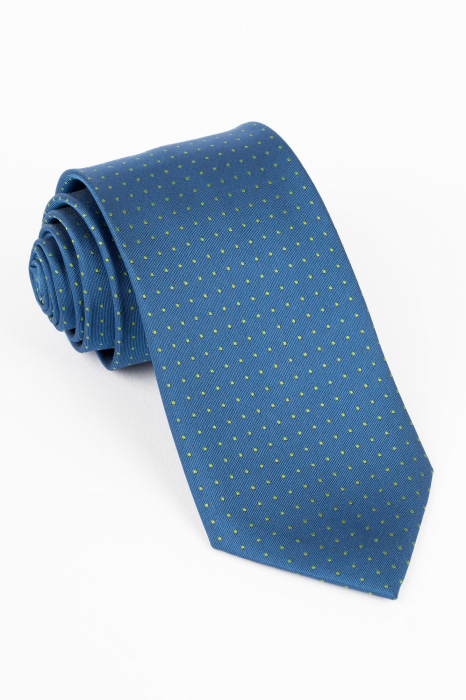 Cravata albastru pepit cu picouri verzi [1]