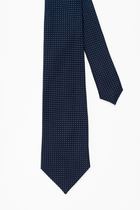 Cravata matase naturala navy cu insertie alba [3]