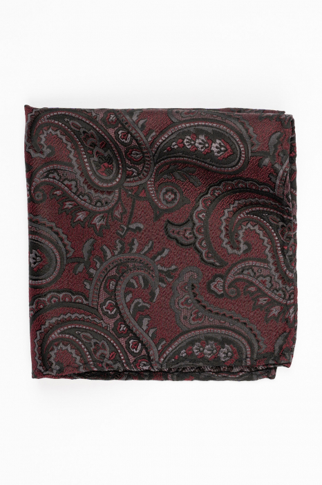 Batista matase naturala burgund-inchis cu model paisley gri si negru [2]