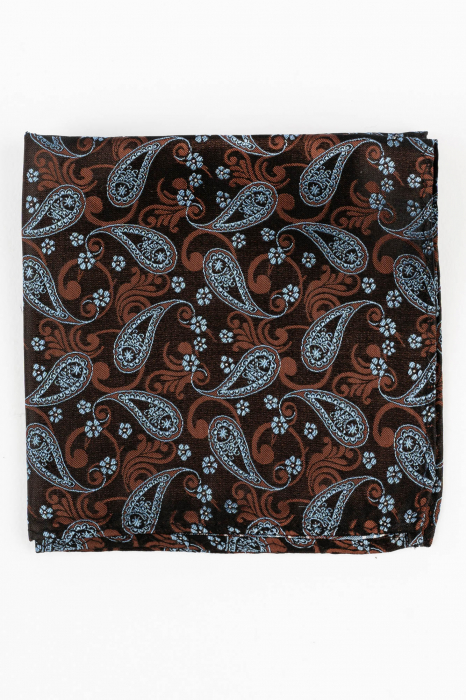 Batista matase naturala maro cu paisley bleu [2]