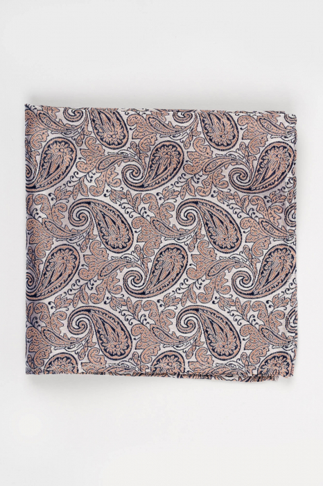 Batista matase naturala roz-pal cu model paisley bleumarin [2]