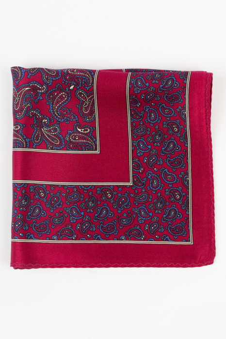 Batista matase naturala roz inchis cu imprimeu paisley albastru [2]