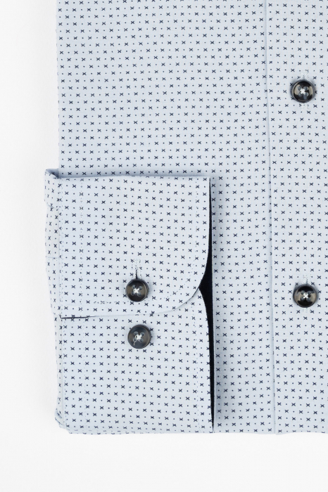 Camasa slim fit bleu cu imprimeuri mici [3]