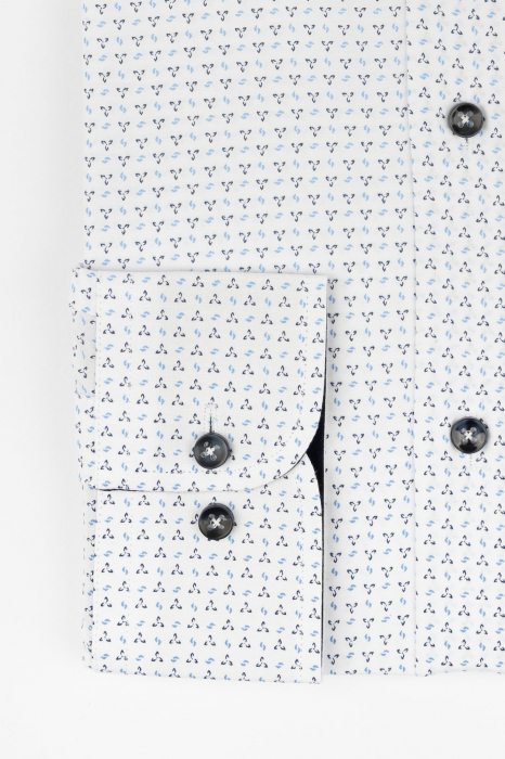 Camasa slim fit alba cu imprimeuri bleumarin si bleu [3]