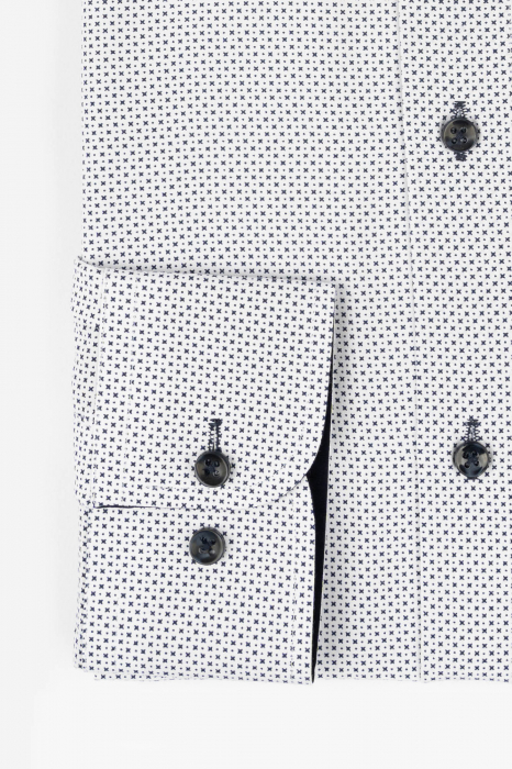 Camasa slim fit alba cu imprimeuri mici bleumarin [3]
