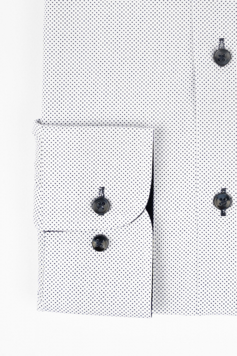 Camasa slim fit alba cu picouri bleumarin [2]