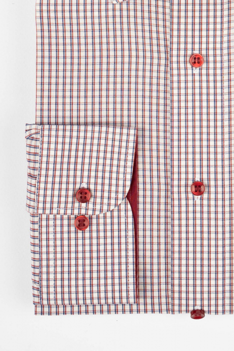 Camasa 2XL slim alba cu carouri bleumarin si rosii [3]