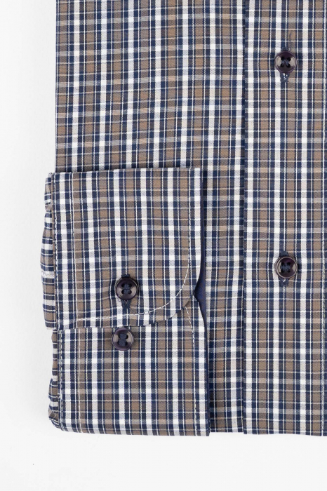 Camasa 2XL slim maro cu carouri bleumarin si albe [3]