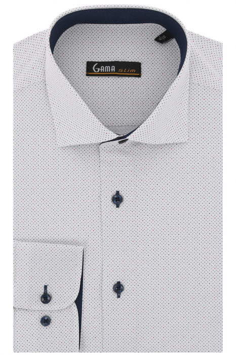 Camasa alba cu buline slim cu elastan [2]