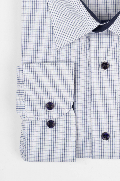 Camasa alba cu carouri albastre regular fit [3]