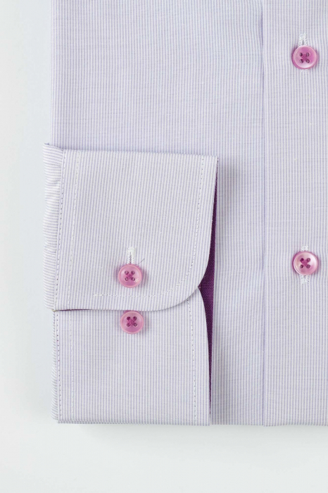 Camasa alba regular cu dungi lila [3]