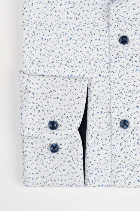 Camasa alba regular cu imprimeu bleumarin si bleu [3]