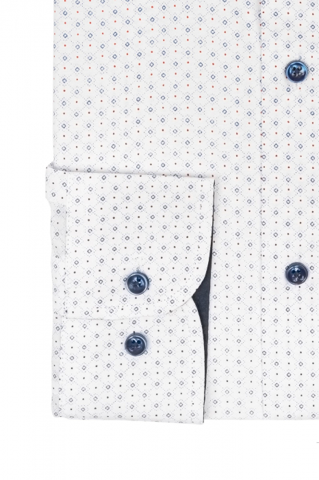 Camasa alba slim cu imprimeuri bleumarin si buline rosii [3]