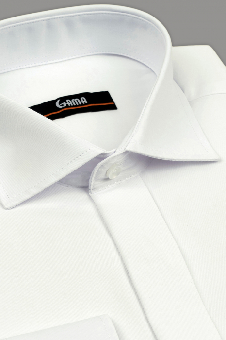 Camasa alba slim fit cu nasturi ascunsi [3]