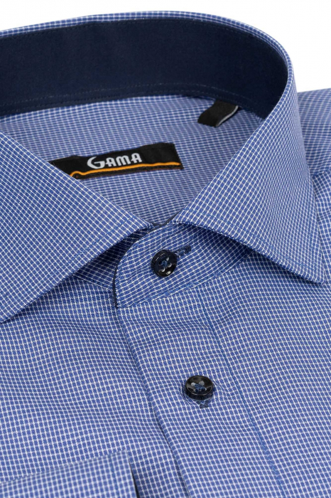 Camasa albastru inchis cu carouri mici [2]