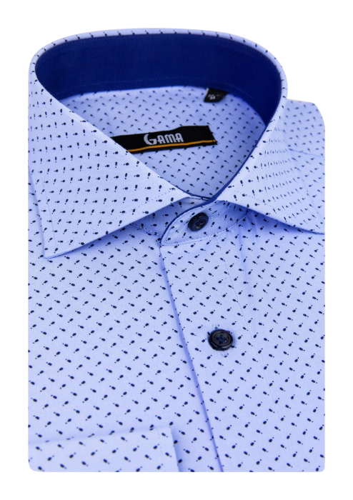 Camasa barbati bleu regular fit cu imprimeuri [2]