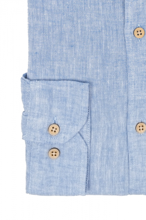 Camasa barbati casual regular bleu din in 2XL [3]