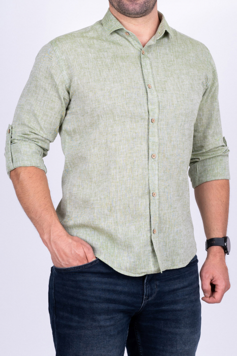 Camasa barbati casual regular fit verde din in 2XL [2]