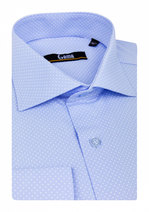 Camasa barbati regular bleu cu buline bumbac [2]