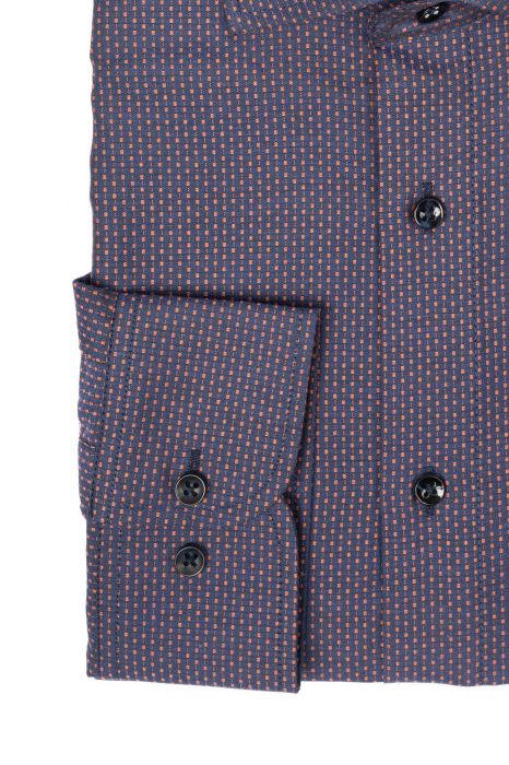 Camasa barbati regular bleumarin cu picouri maro [3]