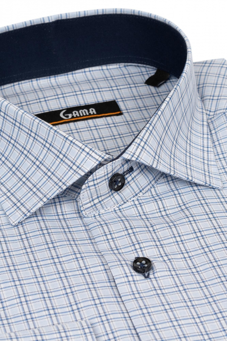 Camasa barbati regular cu carouri bleu deschis [2]
