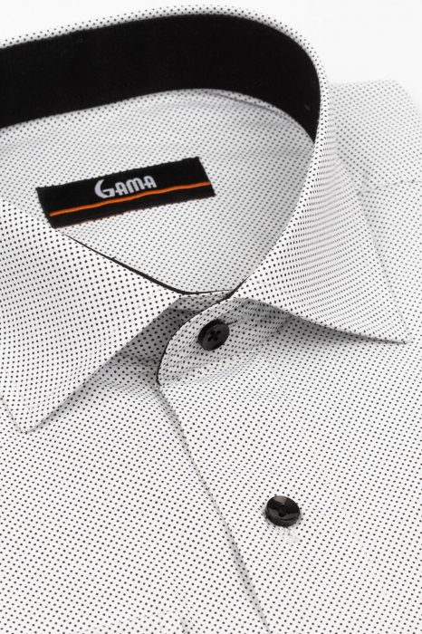 Camasa barbati regular fit alba cu buline negre [3]