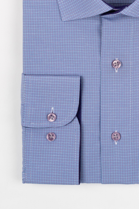 Camasa barbati regular fit bleu cu carouri albe si roz 2XL-4XL [2]