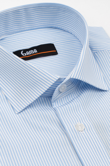 Camasa barbati regular fit alba cu dungi bleu 2XL [3]