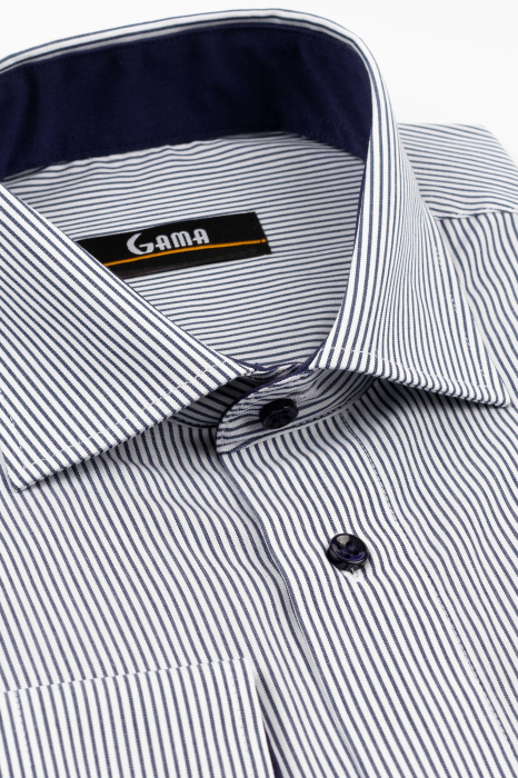 Camasa barbati regular fit alba cu dungi bleumarin [2]
