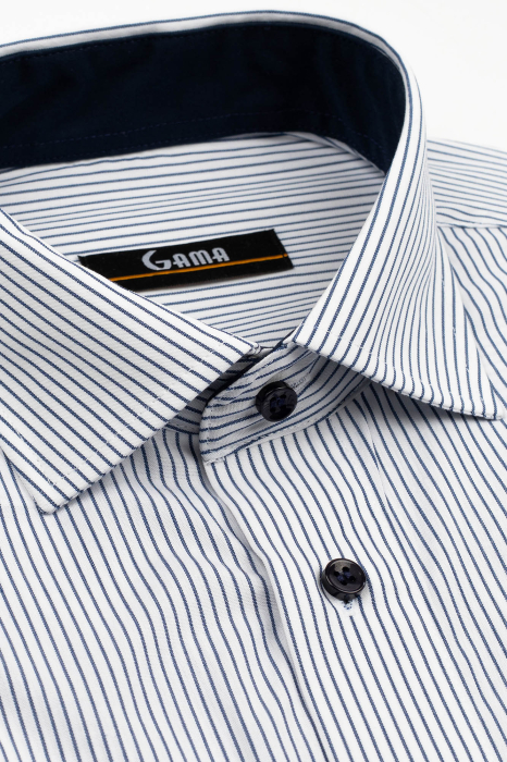 Camasa barbati regular fit alba cu dungi fine verticale albastre 2XL-4XL [3]