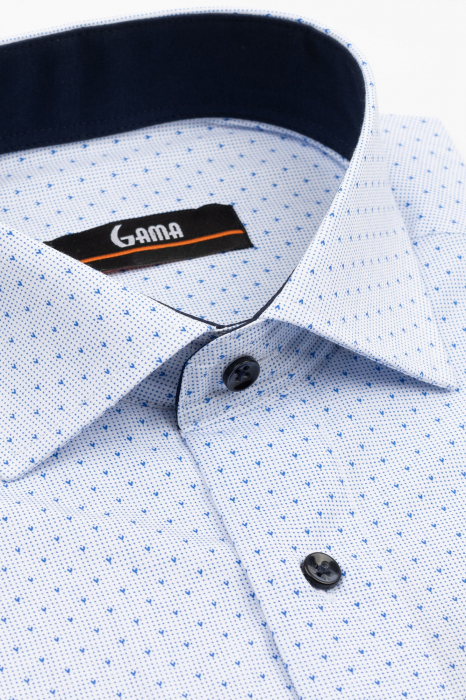 Camasa barbati regular fit alba cu imprimeu albastru 2XL-3XL [2]