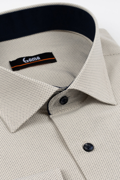 Camasa barbati regular fit bej cu buluine bleumarin  2XL-4XL [3]