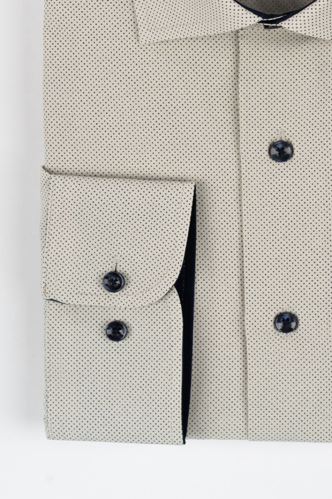 Camasa barbati regular fit bej cu buluine bleumarin  2XL-4XL [2]