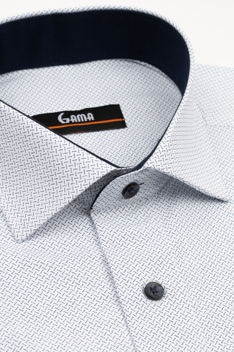 Camasa barbati regular fit alba cu imprimeu bleumarin 2XL-3XL [3]
