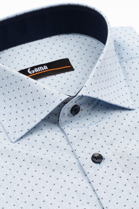 Camasa barbati regular fit alba cu imprimeu bleumarin [3]