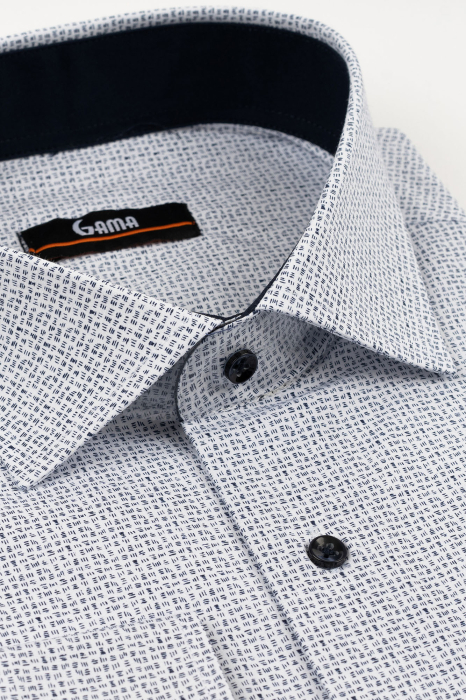 Camasa barbati regular fit alba  cu imprimeu bleumarin 2XL-4XL [3]