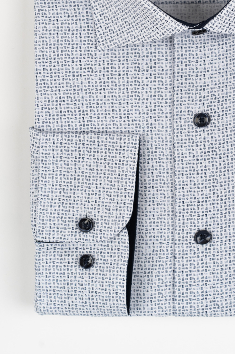 Camasa barbati regular fit alba  cu imprimeu bleumarin 2XL-4XL [2]