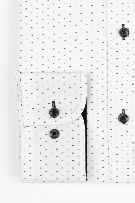 Camasa barbati regular fit alba cu imprimeu bleumarin [2]